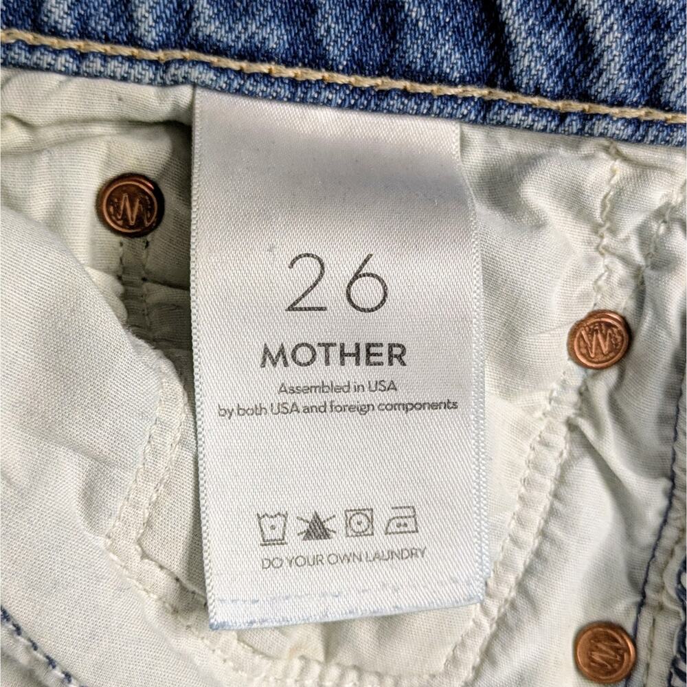 MOTHER Superior Tomcat Roller Jeans 26 Blue High Rise Wide Leg Button Fly Cotton - Picture 4 of 16